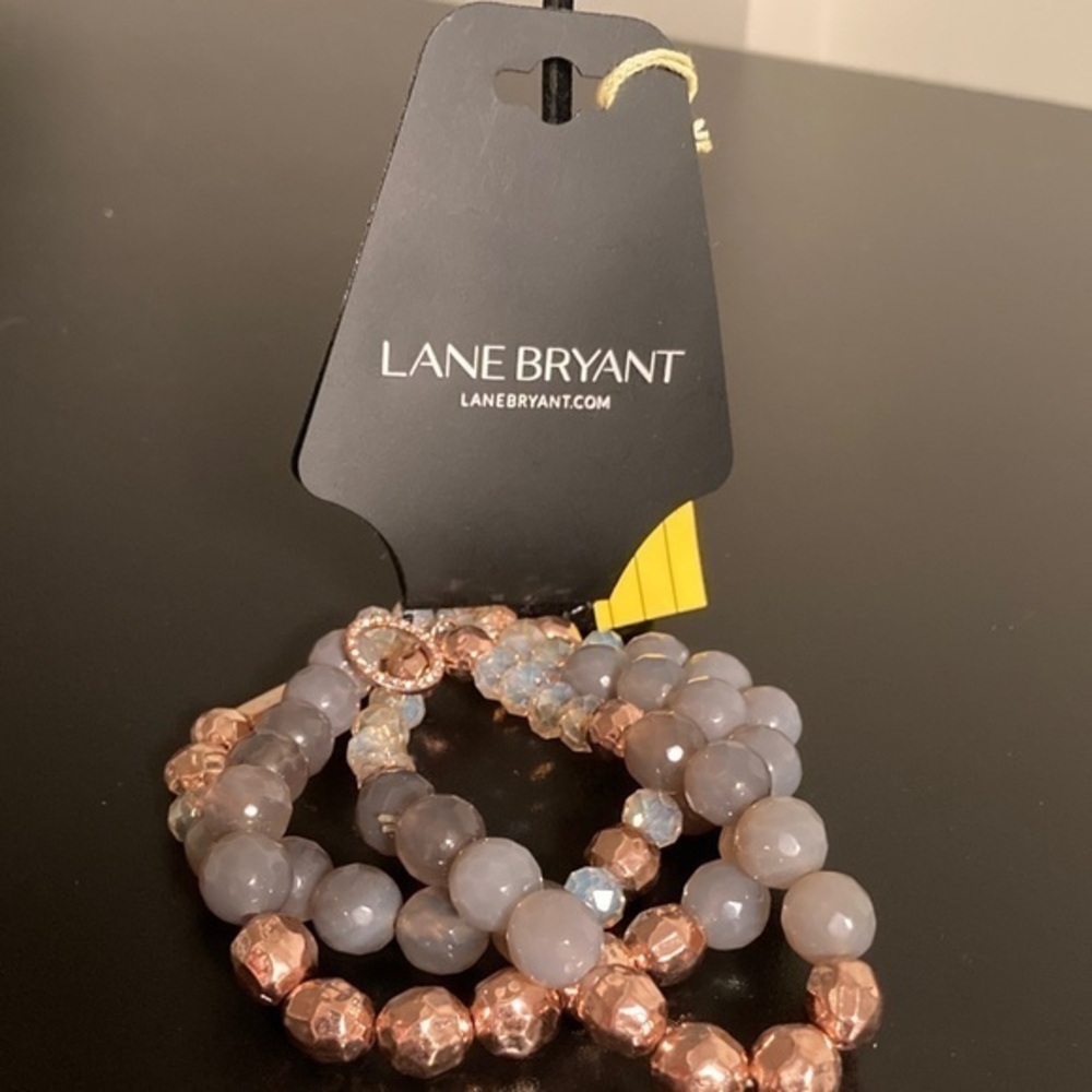 Lane Bryant Copper and Lavender Beaded Bracelet Set